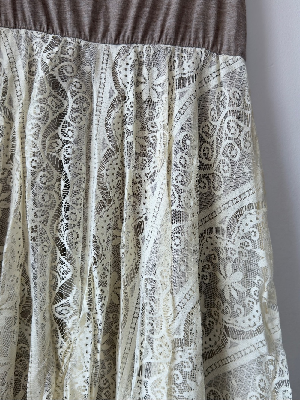 Altar'd State Soft Taupe Lace-Trim Dress - Picture 2 of 7